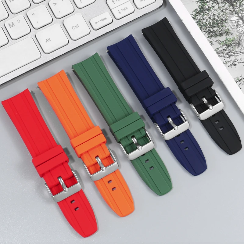 Universal Brand Quick Release Design Flat Straight Mouth Sports Silicone Watch With 20/22mm