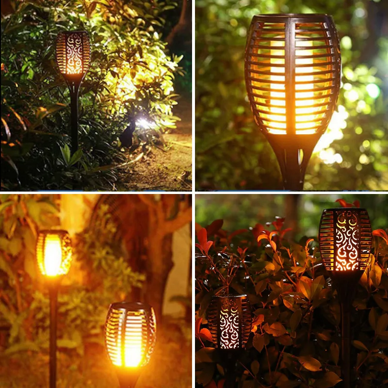 Cross-border solar flame light 96led torch outdoor garden lawn courtyard decorative light ground landscape light