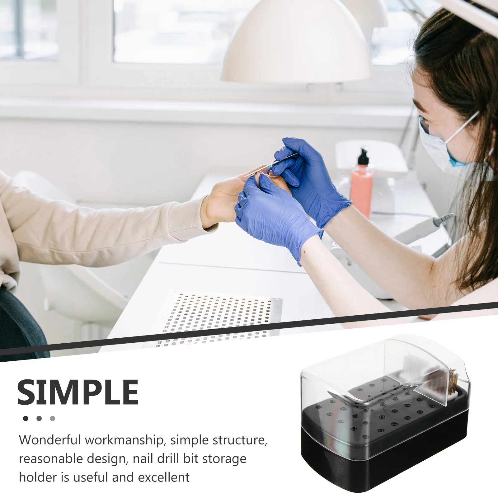 

Nail Drill Bit Storage Box 30-Hole Plastic Organizer Holder For Manicure Tools Cleaning Brush Nail Bits Container Case