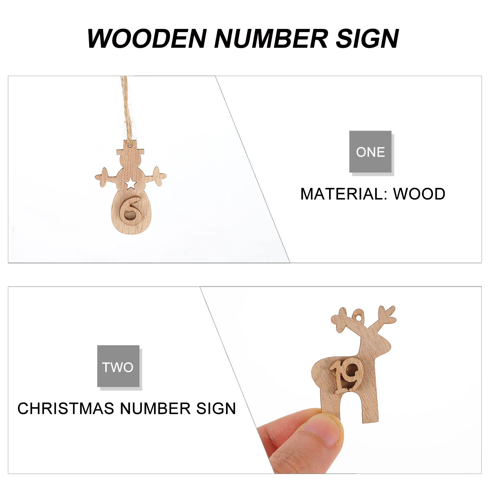 

1Set Number Crafts Christmas Hanging Tag Premium Wooden Number Pendant for Holiday Decor Tree Garden Courtyard Porch Window