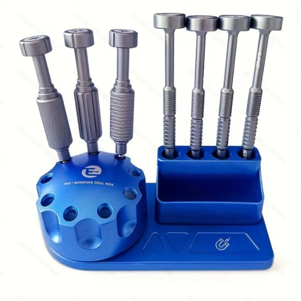Aluminum Alloy Screwdriver Organizer Multi-Slot Structure 360 Degree Rotating Tool Storage Rack Anodized Finish