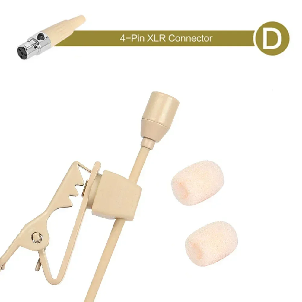Microphone à pince Lavalier beige de haute qualité, XLR 3.5mm 3 broches 4 broches pour Shure sans fil pour microphone de discours de scène