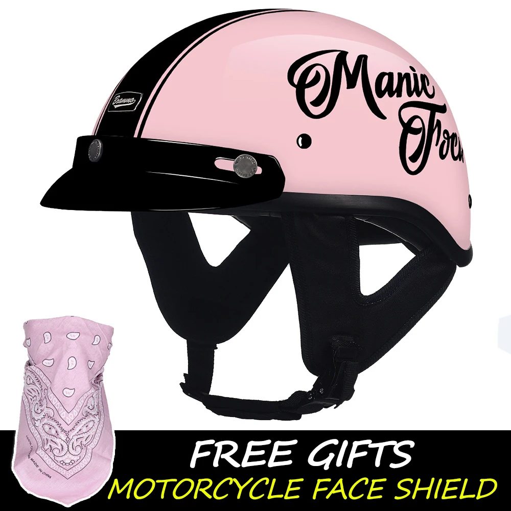 

New Pink Retro Half Helmet Detachable Lining Summer Motorcycle Helmet ABS Protective Materials Motorcycle Helmets Anti-fall