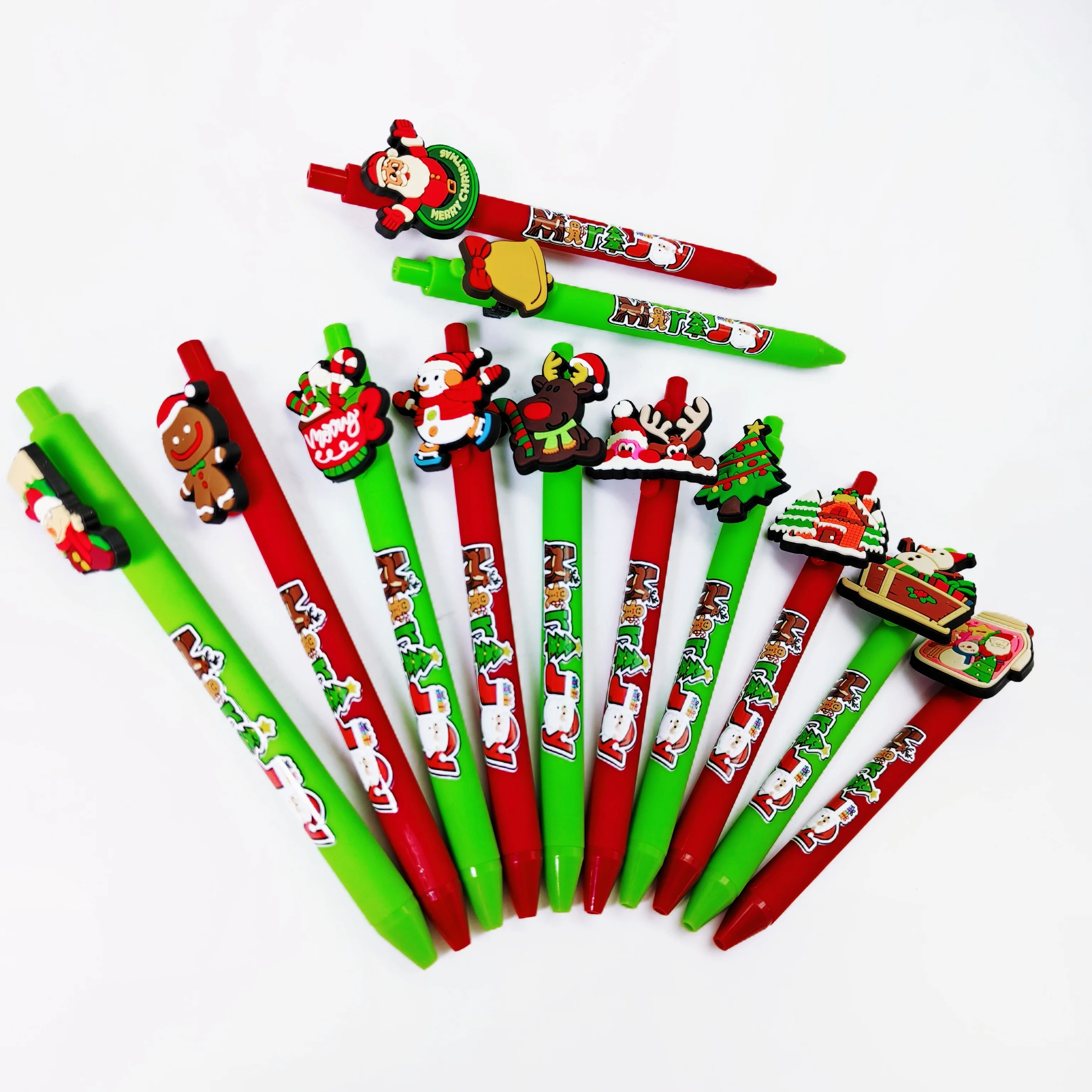 

10pcs/15PCS Christmas themed ballpoint pen, Santa Claus snowman shaped ballpoint pen, student writing pen