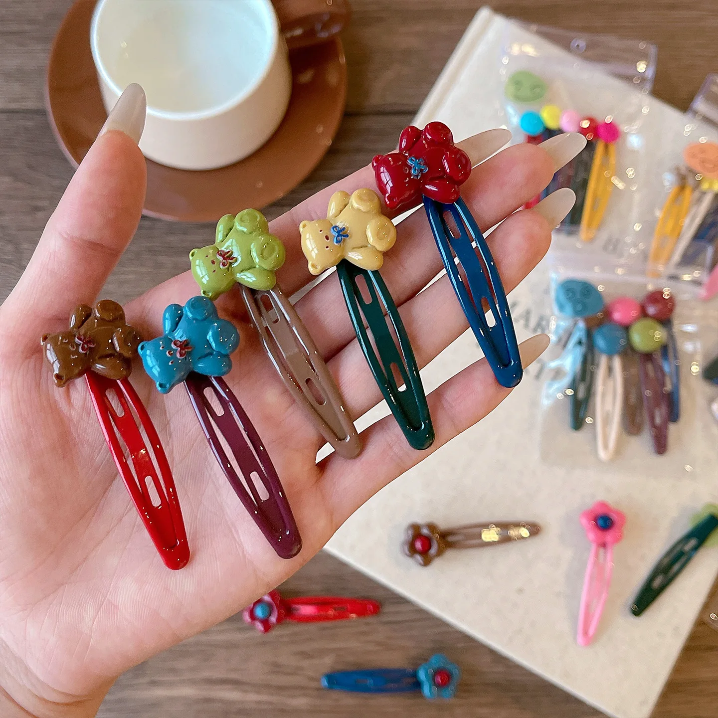 2026 New 5pcs/set Korean Heart Hair Clips For Girls Cute Floral Snap Clips No Hurt Hair Barretter Toddler Kids Accessories Gift