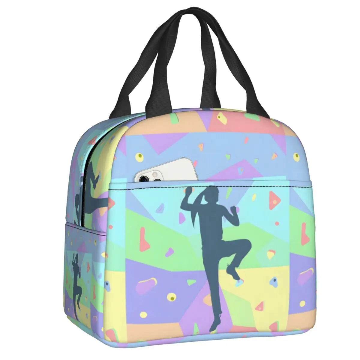 Custom Bouldering Rock Climbing Wall Insulated Lunch Bags for Outdoor Climber Gift Thermal Cooler Bento Box Women Children