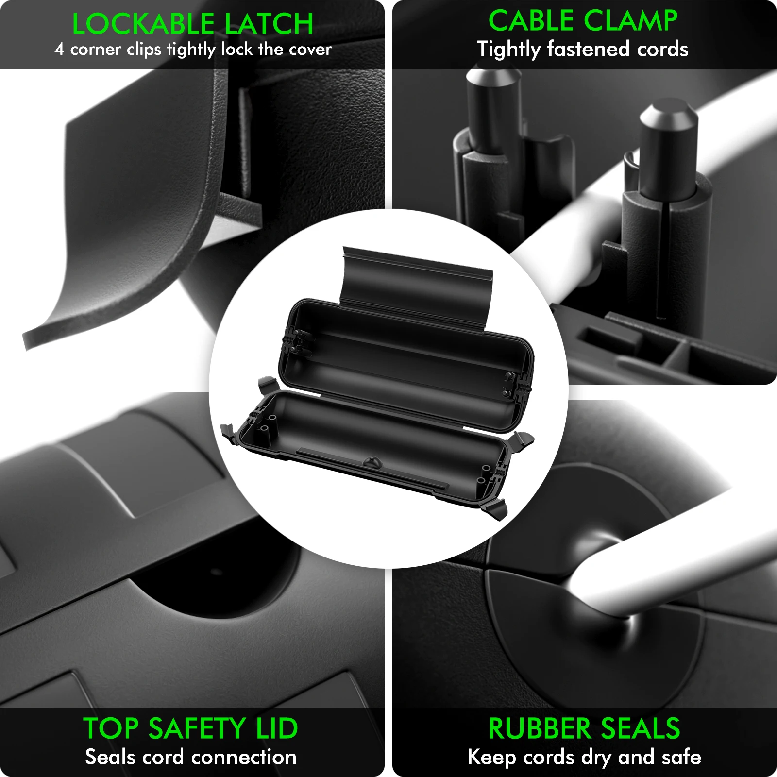 صندوق كهربائي كبير خارجي وصندوق أمان سلك تمديد خارجي متوسط مقاوم للعوامل الجوية لقابس الملاك الأيمن، وديكور العطلات