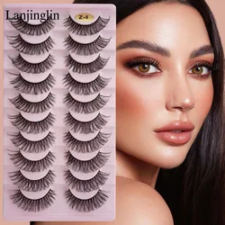 Fake Eye Lashes 3/10 Pairs Full Straip Russian 3D Mink Lashes Handmade Wispy Fluffy Thick False Eyelashes Makeup Tool Cílios