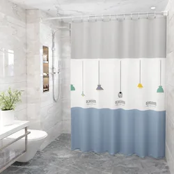 Simple Printing Bathroom Curtain With Hooks Waterproof Polyester Shower Curtain Window Fabric Bathtub Partition Curtain Bathroom