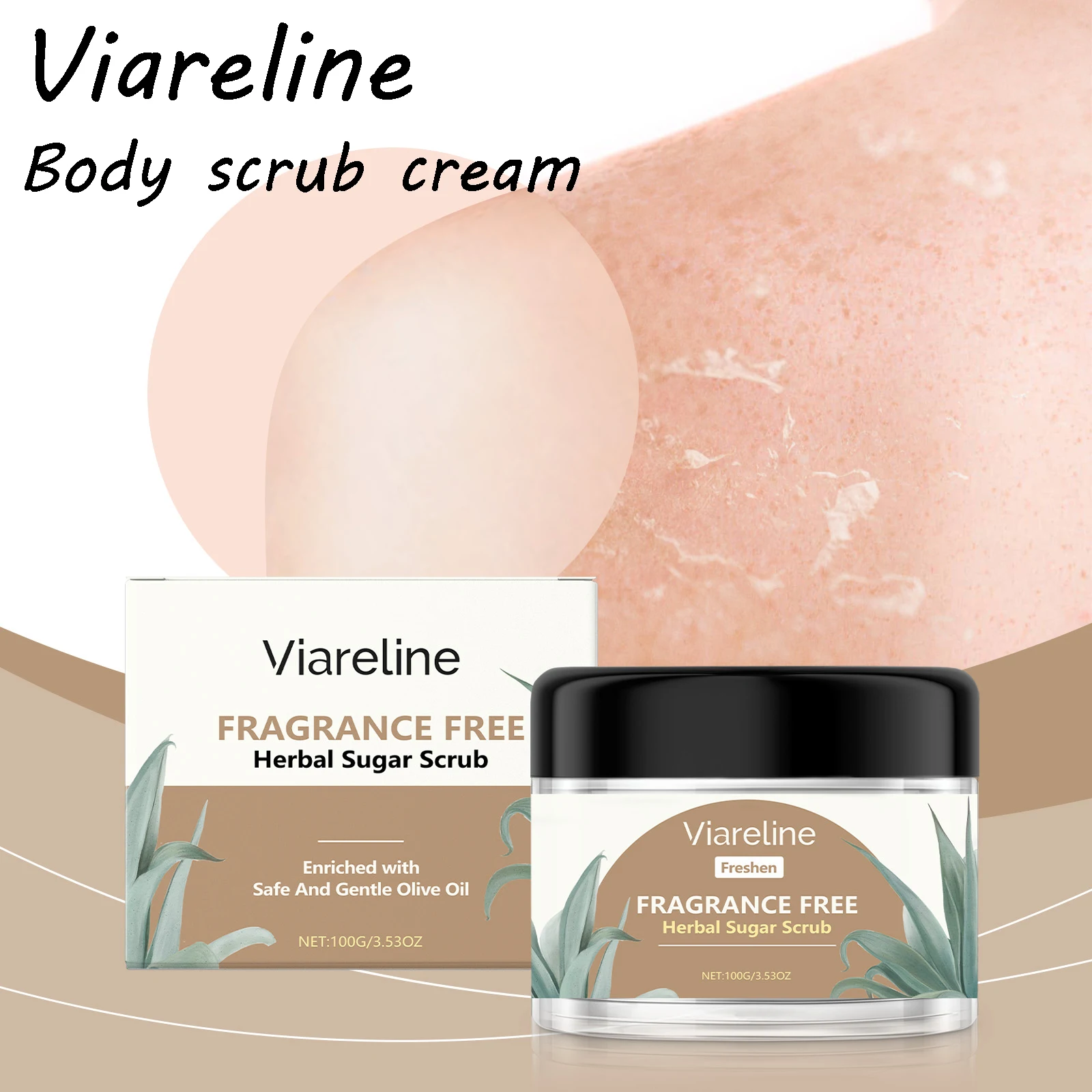 

Viareline Herbal Body Scrub Cream Remove Dead Skin Enhance Smoothness Reduce Dryness Softening Herbal Body Exfoliating Cream