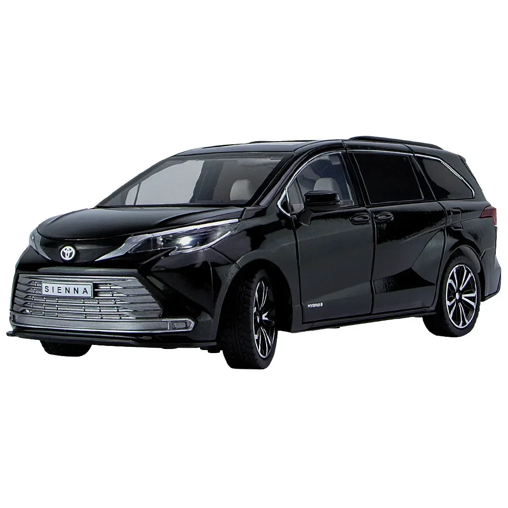 Toyota sienna mpv Van-車とおもちゃの車,金属製の車のモデル,音と光の収集,子供のおもちゃ,1:24,h4