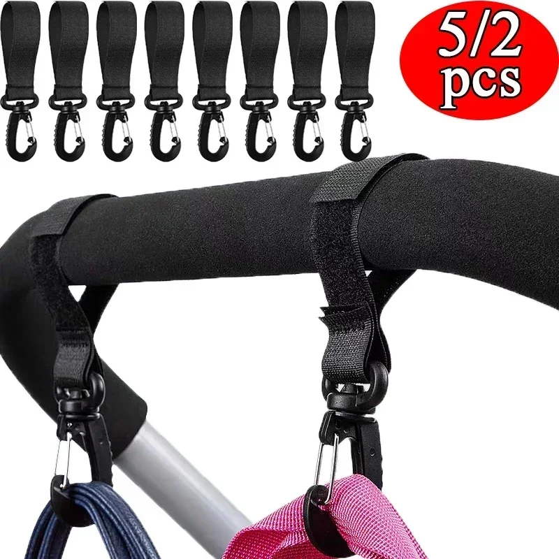 2-10pcs Stroller Hooks Hook Buckle Stroller Hanger Organizer Buckles Clip Aluminum Alloy Carabiner Cart Diaper Bag Shopping Pram