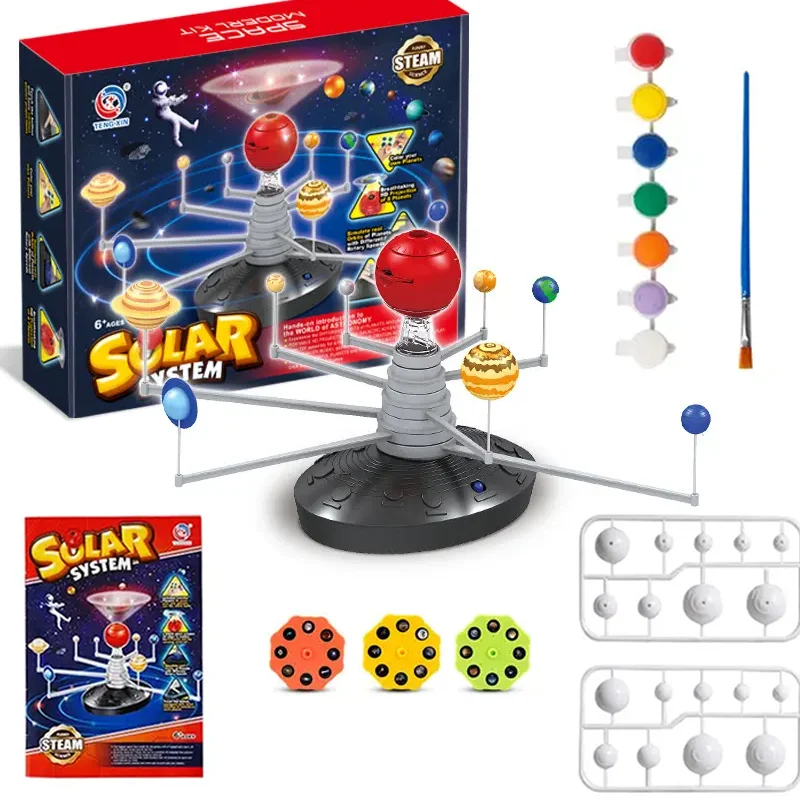 Juguete científico del sistema solar para niños, kit de modelo del sistema solar de astronomía parlante, proyector planetario con 8 planetas, juguete espacial STEM