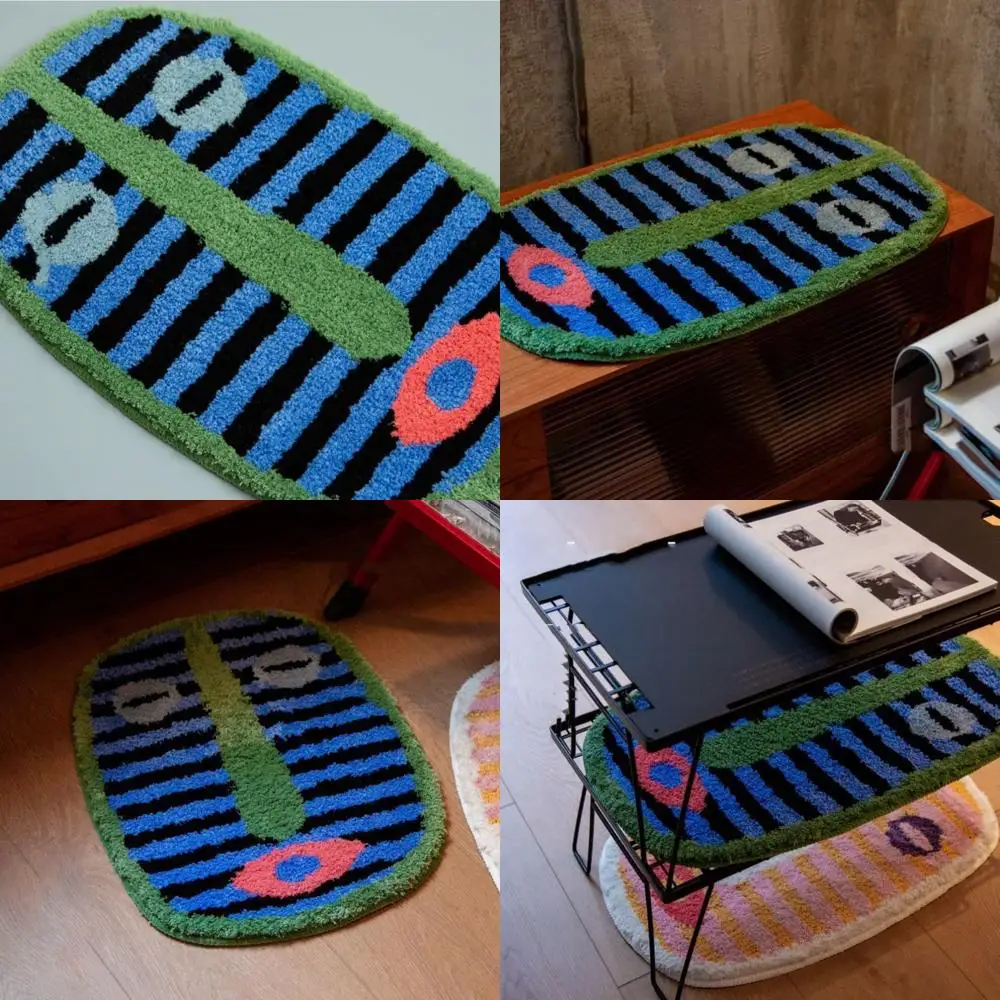 

ultra soft funny face bath mat - abstract creative rug for bathroom and living room