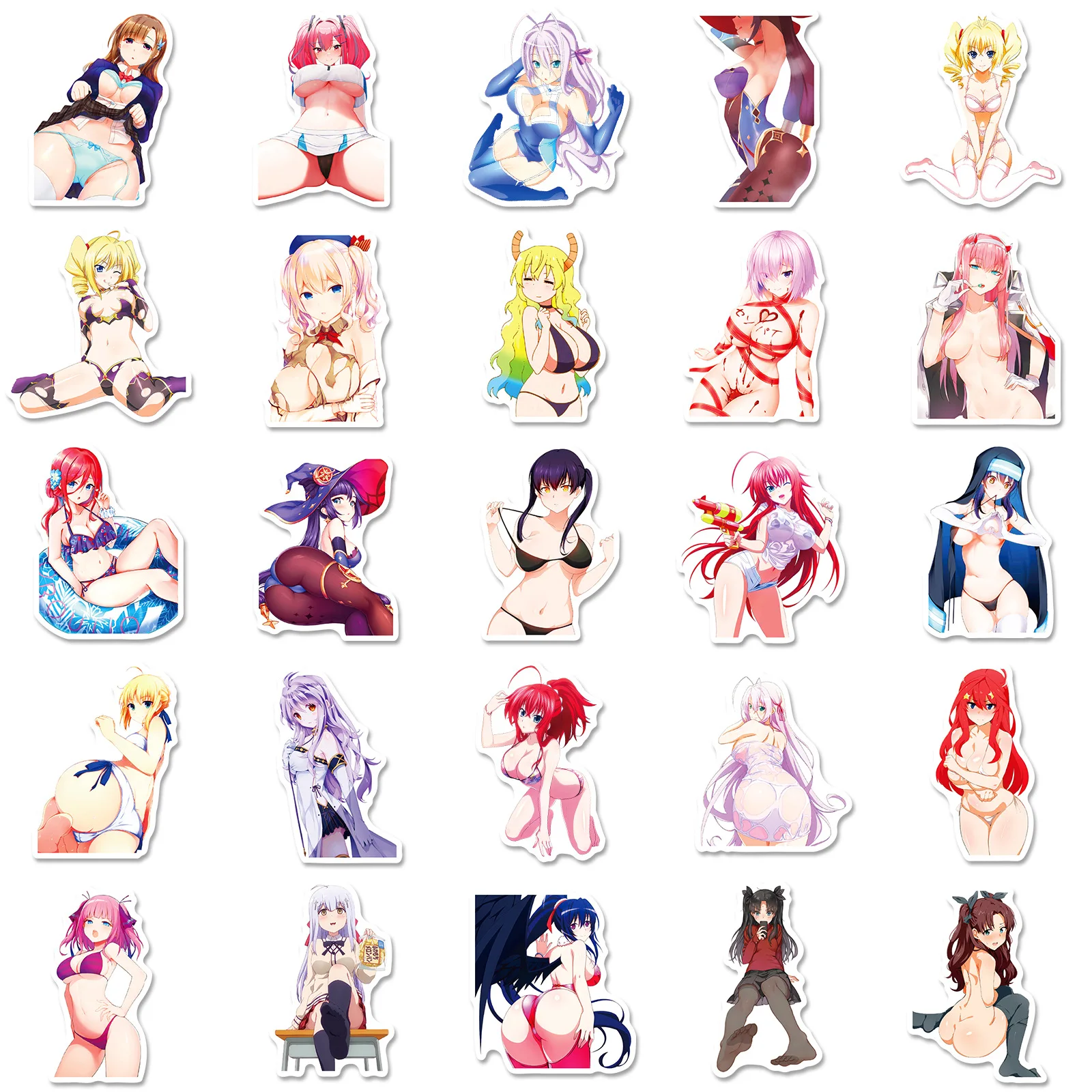 10/30/50PCS Anime Hentai Waifu Girl Stickers for Laptop Motorcycle Guitar DIY Graffiti Decals Sexy Girls Sticker Toys Wholesale