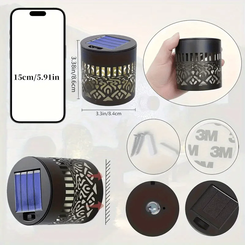 1/4pcs Solar Sunflower Mandala Wall Lantern Outdoor Waterproof Decorative Light for Garden Fence Patio Pathway Night view 6