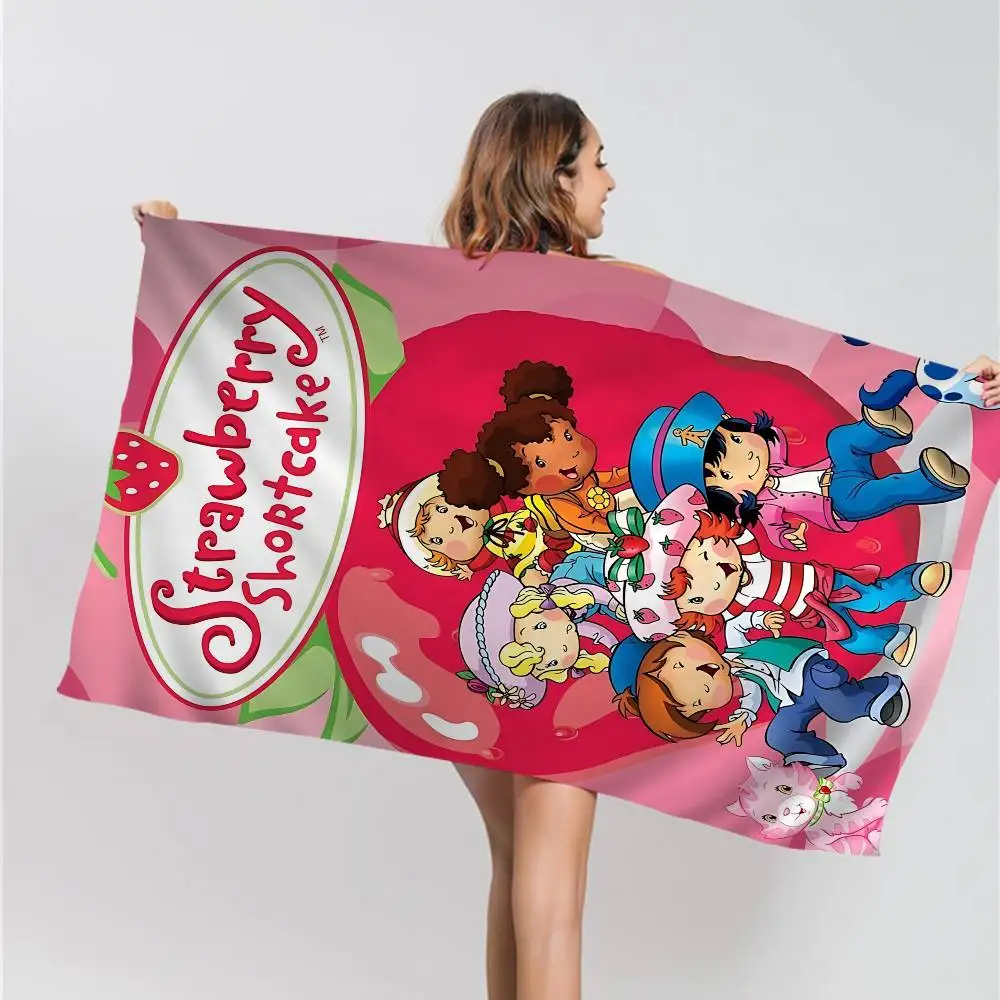 Strawberry S-Cute-S-Shortcake Anime Beach Swimming Towel Soft Absorbent Washcloth Children's Gifts For Kids Travel Camping Gym