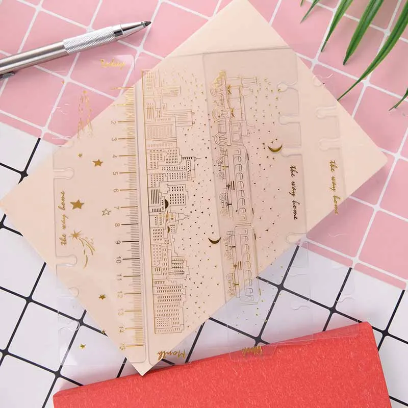 A6/3 Pcs Creative 6 Holes Binder Planner Notebooks Gold Foil Index Divider