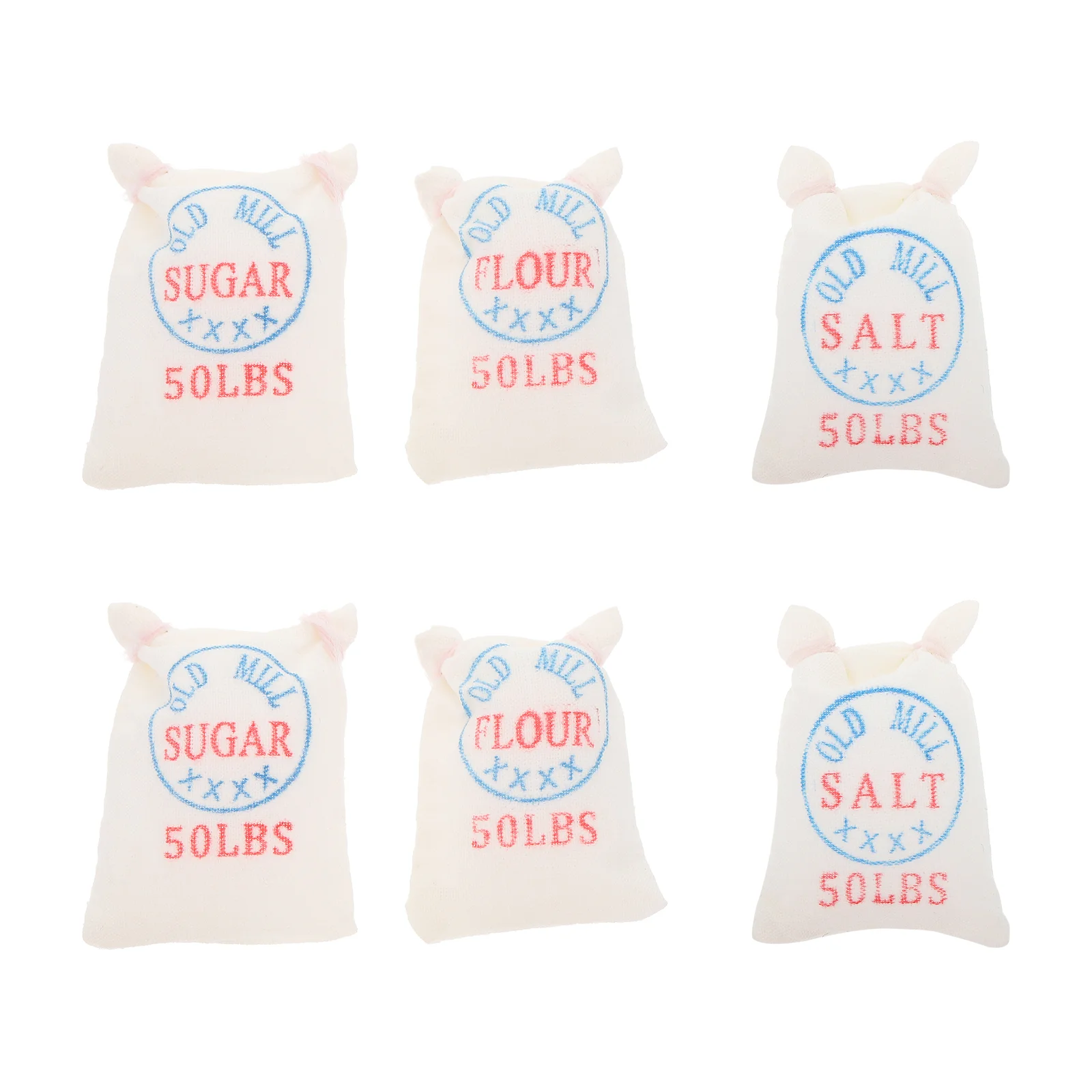 6 Pcs Mini Flour Miniature Dollhouse Ornament Food Baking Scene Models Toy Furniture Salt Bags Accessory Cloth Adornments