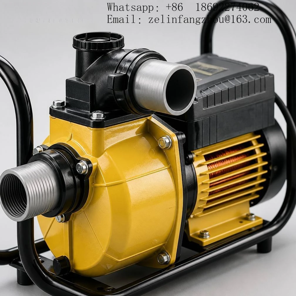 Electric Water Pump Aluminum Alloy Shell Turbine High Suction Irrigation Transfer Pump with Carry Frame Heavy Duty Farm
