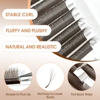 CoMango Brown Small Spacing 3D/4D/5D W Shape Eyelash Extensions Narrow Spark Clover Lashes Premade Fans Lashes Natural Soft 3