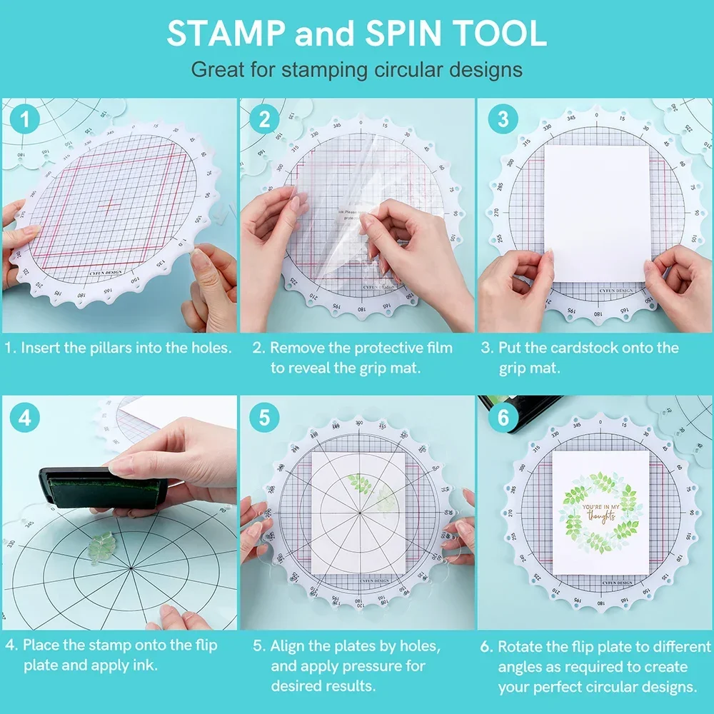 3Sizes Rotating Stamping Platform Stamping Positioning Tool Stamp&Spin Tool For Stamping Circular Design Exactly Lock Into Place