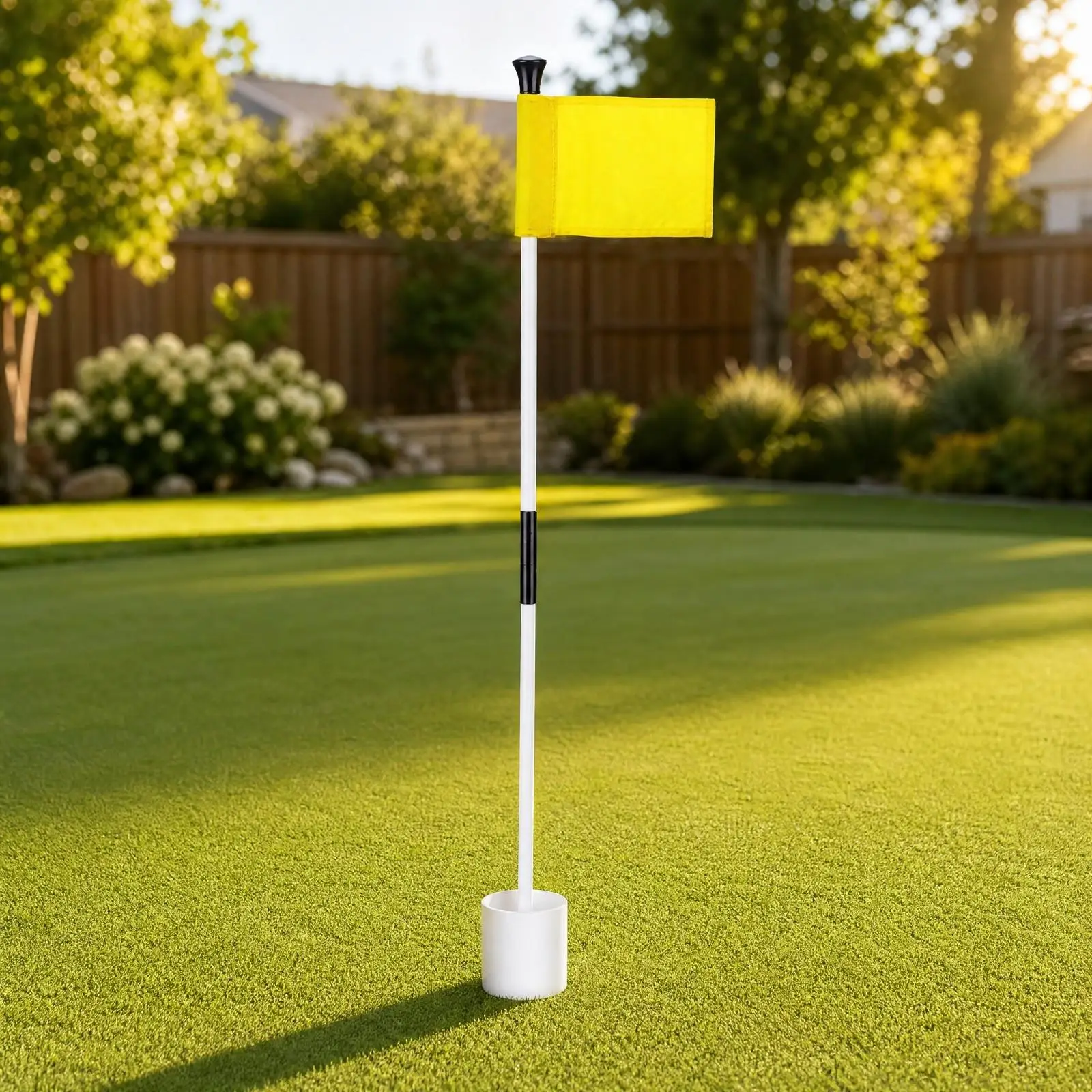 Two Section Golf Flagpole for Training Green Practice Tool with Weatherproof Nylon Flag and Fiberglass Pole for Backyard Use