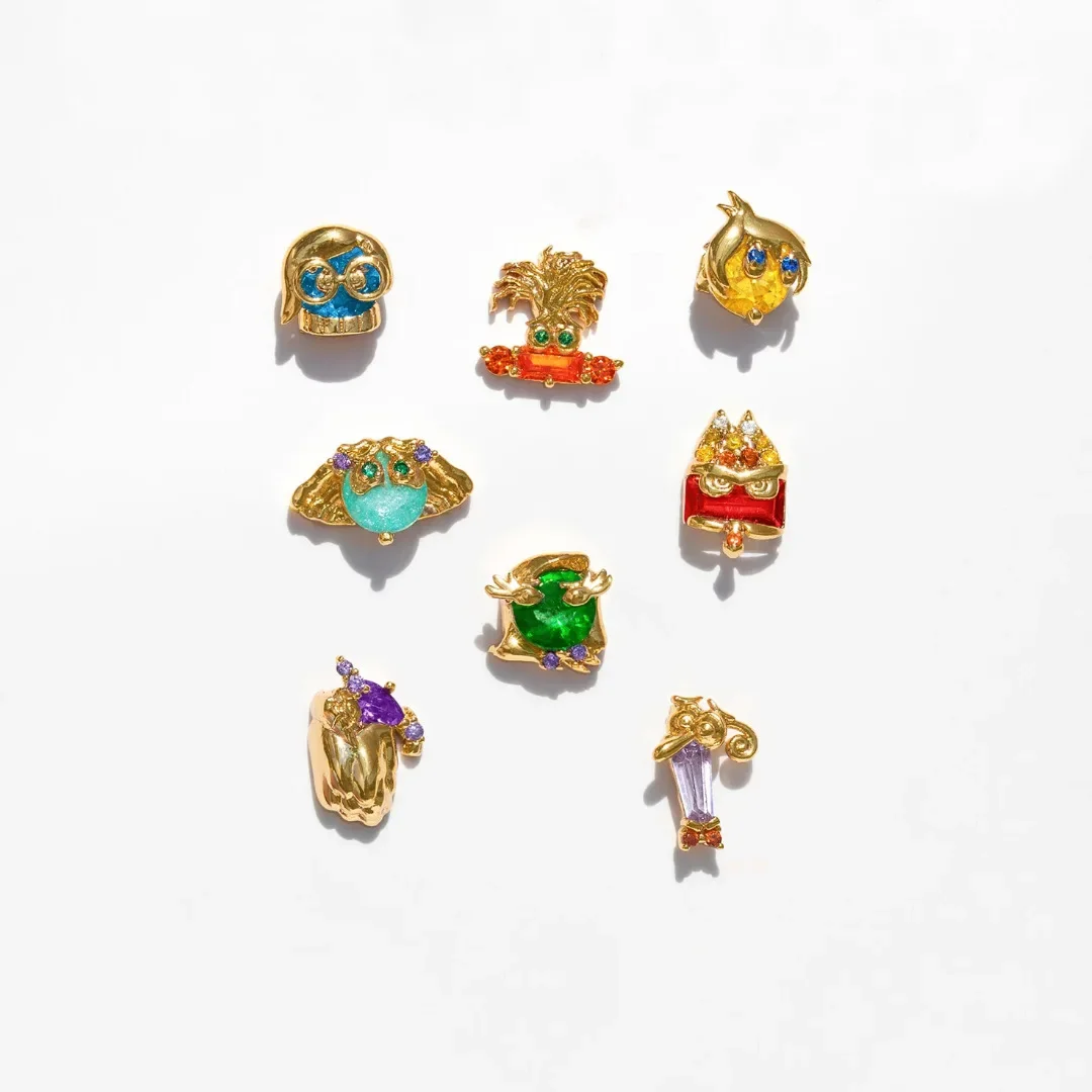 4PCS/Set Disney Inside Out Ear Stud Colorful Zircon Cartoon Character Joy Fear Anger Earring Set for Women Cute Sweet Earrings