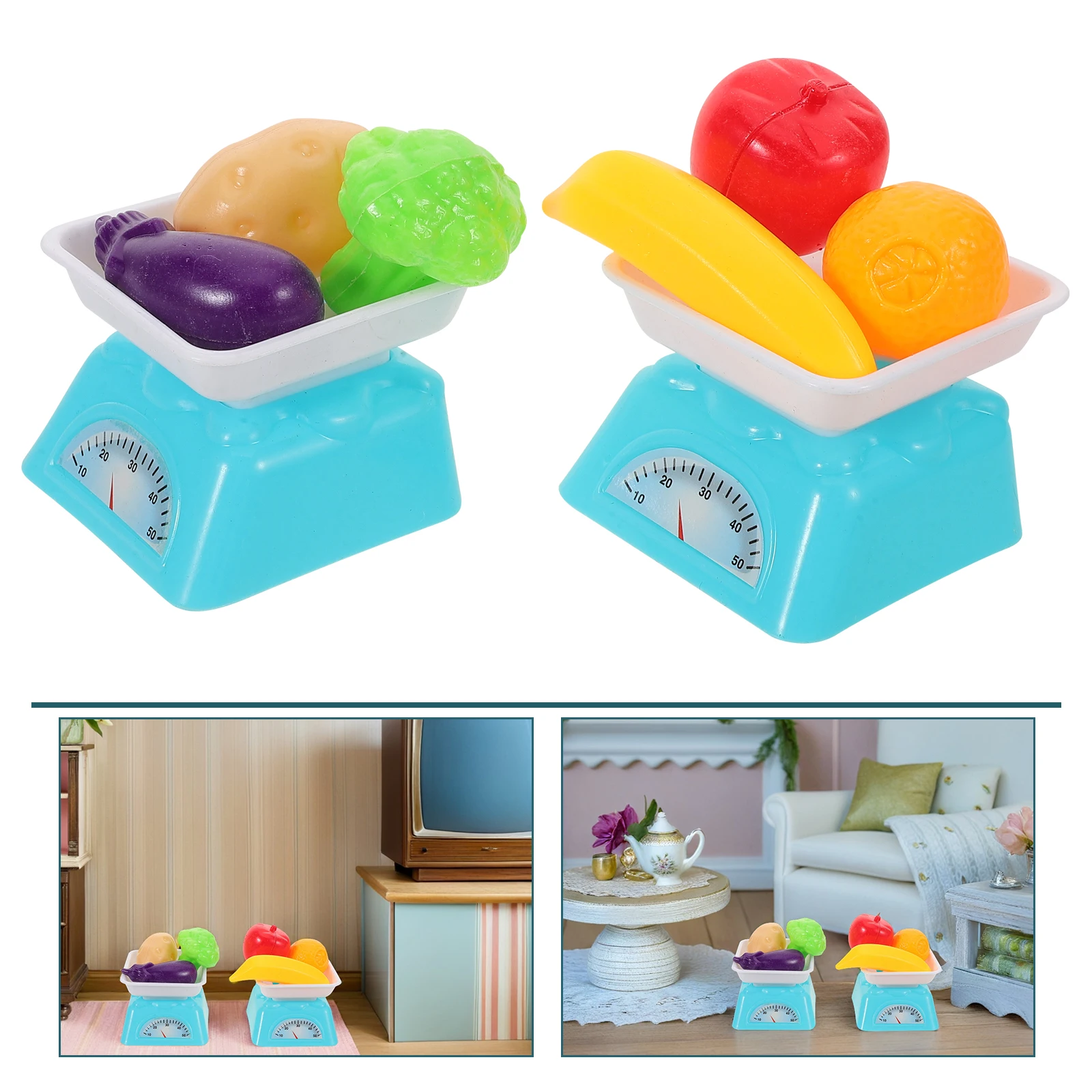

Kitchen Play Set Mini Dollhouse Food Fruits and Vegetables Toys Miniature Accessories Kids Fake