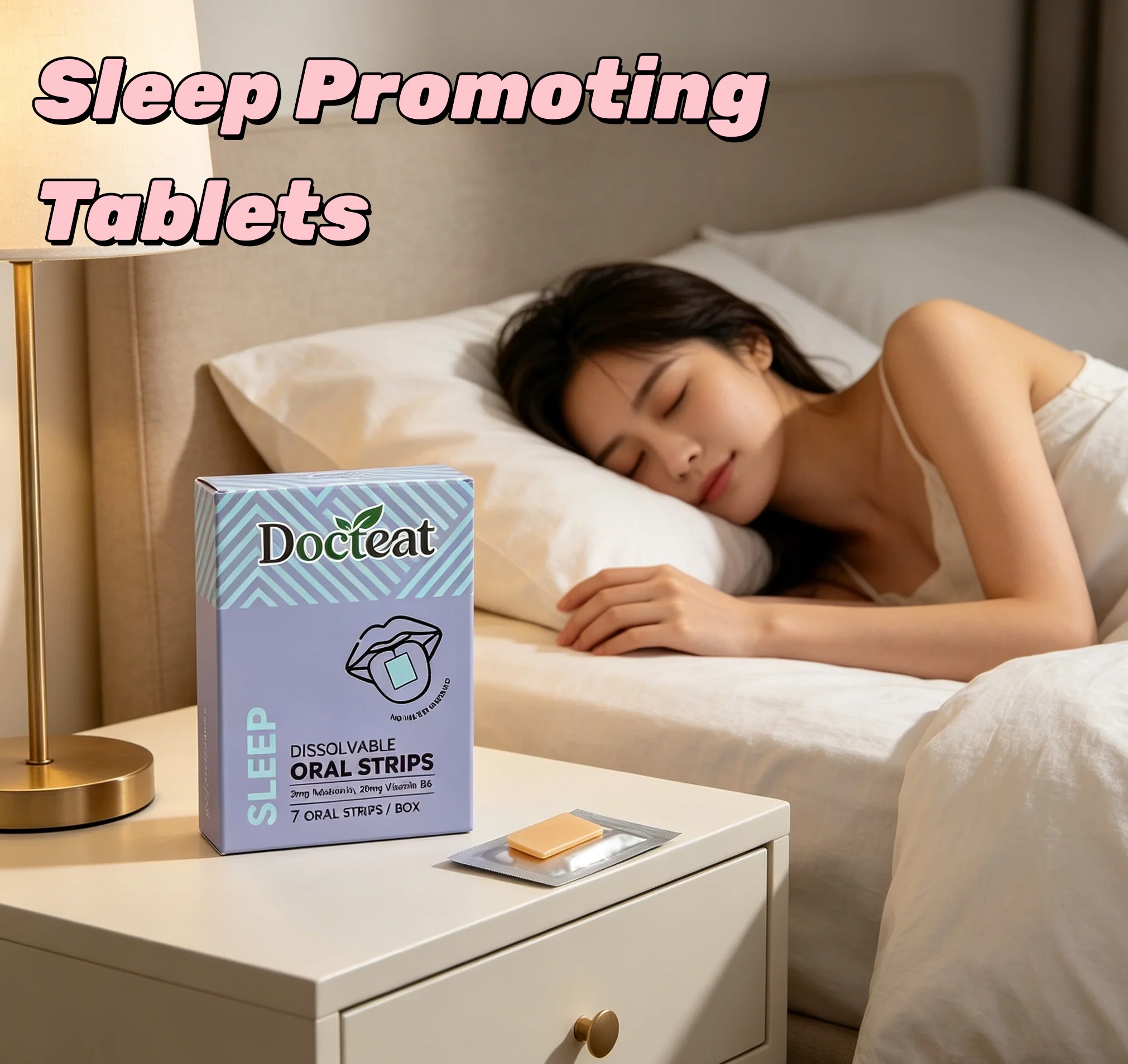 DOCTEAT Sleep Promoting Patch Enhance Drowsiness Improve Insomnia Improve Sleep Quality Reduce Dark Circles Sleep Care Tablets