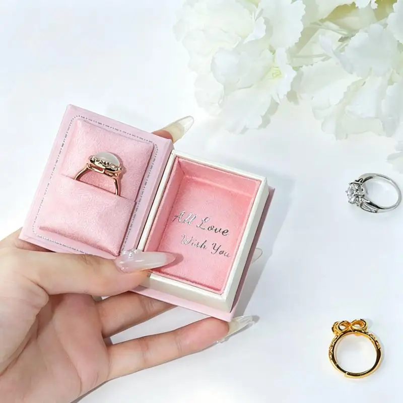 Book Shaped Travel Jewelry Case Display Holder Flip Cover Necklace Bracelet Ring Earring Pendant Storage Portable Jewelry Holde