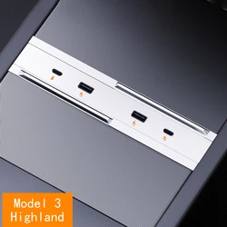 For Tesla Model 3 Highland 2024 65W Expansion Dock Central Control Charging Shunt USB HUB Accessories Extender Fast Intelligent
