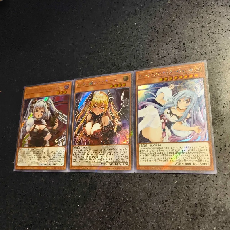 Yu-Gi-Oh! DIY hecho a sí mismo 3 unids/set Maliss P tarjeta Flash de conejo blanco Lacrima The Crimson Tears 4th Bullet tarjeta de colección de dibujos animados