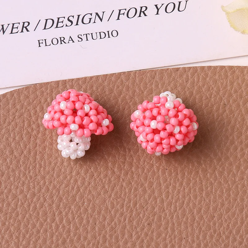Beaded Mushroom Clog Charms 1 Piece Vibrant Mini Handmade Girly Embellishment for Clear Crystal Sandals Korean Style