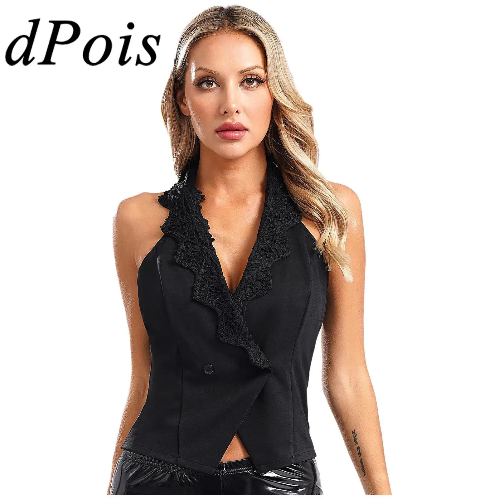 Fashion Women's Vest V-neck Sleeveless Halter Neck Vests Crop Tops OL Lady Waistcoat Woman's Commute Clothes Business Workwear