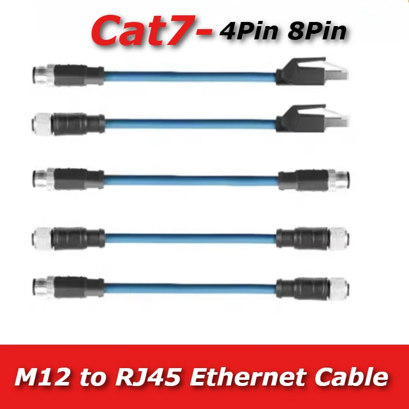 

Cat7 M12 to RJ45 Connector Coding Cable 4Pin 8Pin X-type D-code High Flexible Male to Female 10G Ethernet Connection Sensor Wire