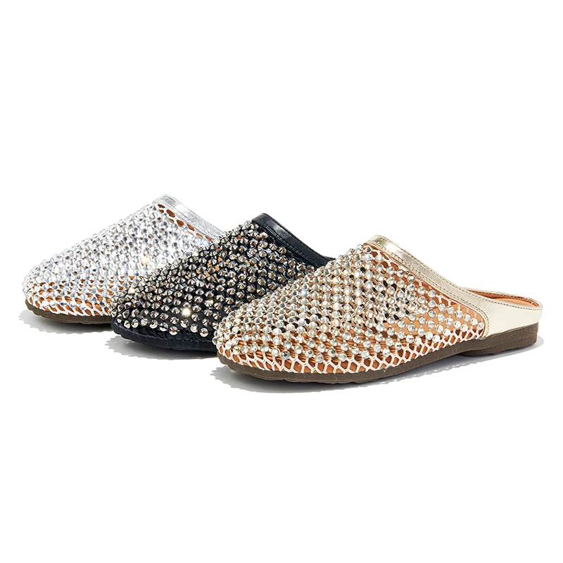 

AIYUQI Women Closed Toe Slippers 2025 Anti-slip Diamond Mesh Slippers For Women Large Size Summer Female Shoes
