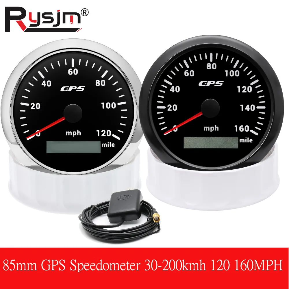 85mm GPS Speedometer Odometer Gauge 0-120MPH 160MPH 120KMH 200kmh with 7Colors Backlight For Car Boat Motorcycle Truck 12V/24V