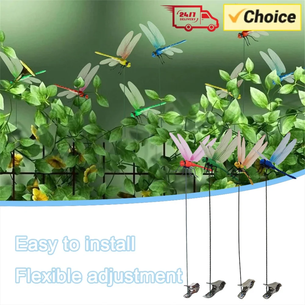4Pcs Simulated Dragonfly Insert Clip Lightweight Bug Repellent Dragonfly Clamp Waterproof 3D Artificial Hat Clips for Home Decor