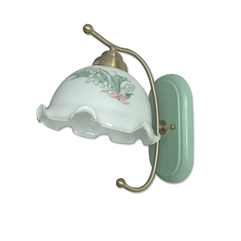 

Corridor aisle light green lily of the valley flower European retro French light luxury glass living room bedside bedroom
