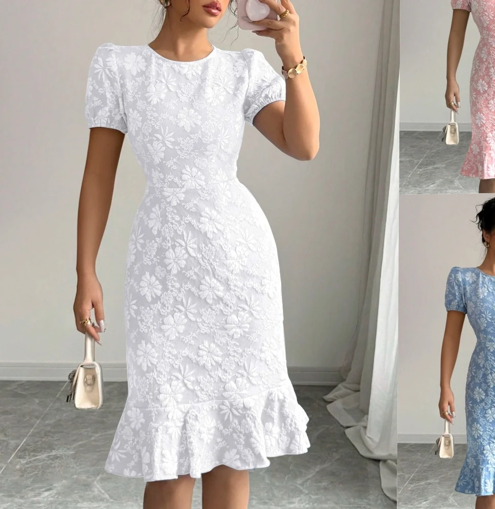 

2025 Summer Slim Fit Knee Length Dress Casual Office Wear Stylish