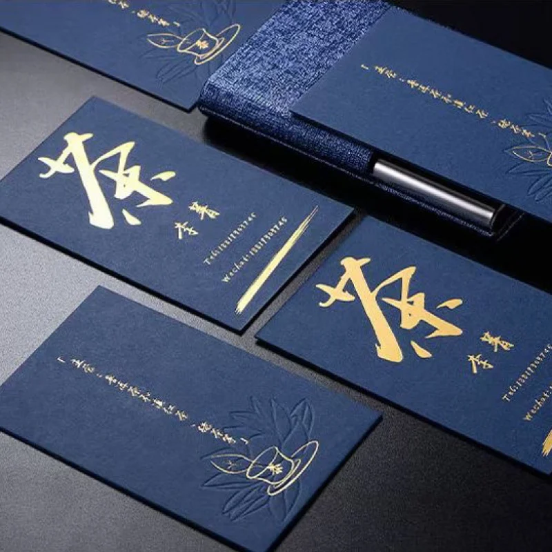 custom.Custom Corporate Marketing Visitenkarte Luxuriöser, schwarz geprägter neuer Visitenkartendruck mit Folienprägung