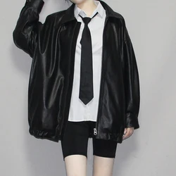 Women's Loose Sheepskin Coat, Leather Jackets, Big Size, Casual, Genuine, Show Slimming, Youth, Tops, Autumn, Winter