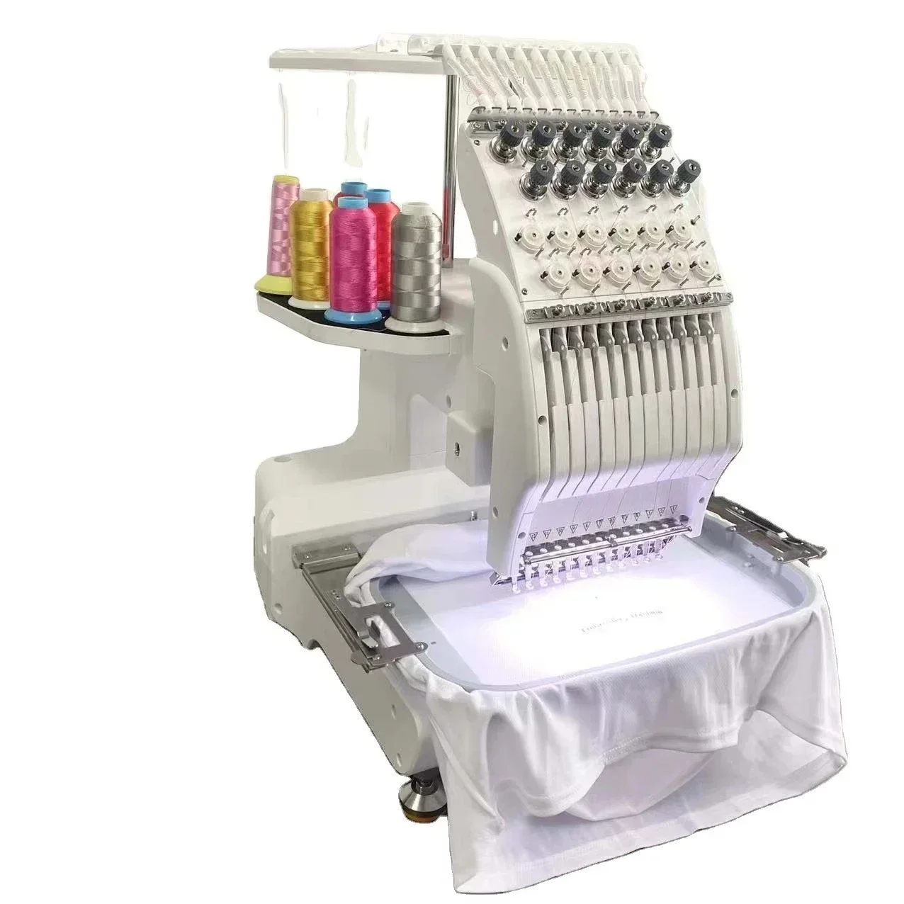 QS-1201s Single Head Computerized Embroidery Topwisdom Computer for T Shirt logo Label Sock Mini Embroidery