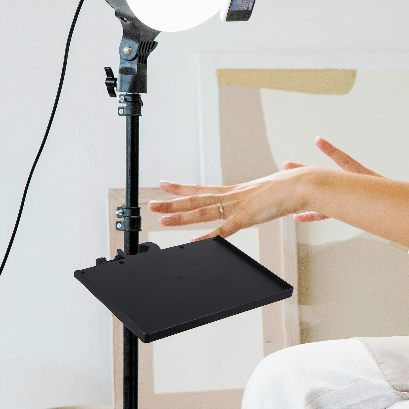 Mobile Phone Live Broadcast Stand Microphone Clamp Speaker Bracket Clip Tray Microphone Stand Shelf Mic Accessories Storage Tray