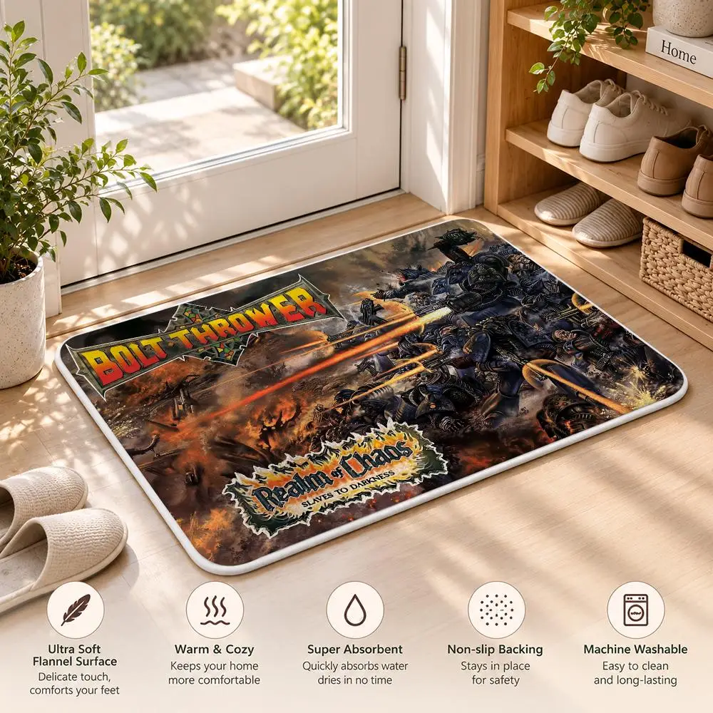 BOLT THROWER Rock BAND Floor Mat Flannel Rug Soft Non Slip Door Mat For Bathroom Bedroom Kitchen Living Room Home Decor