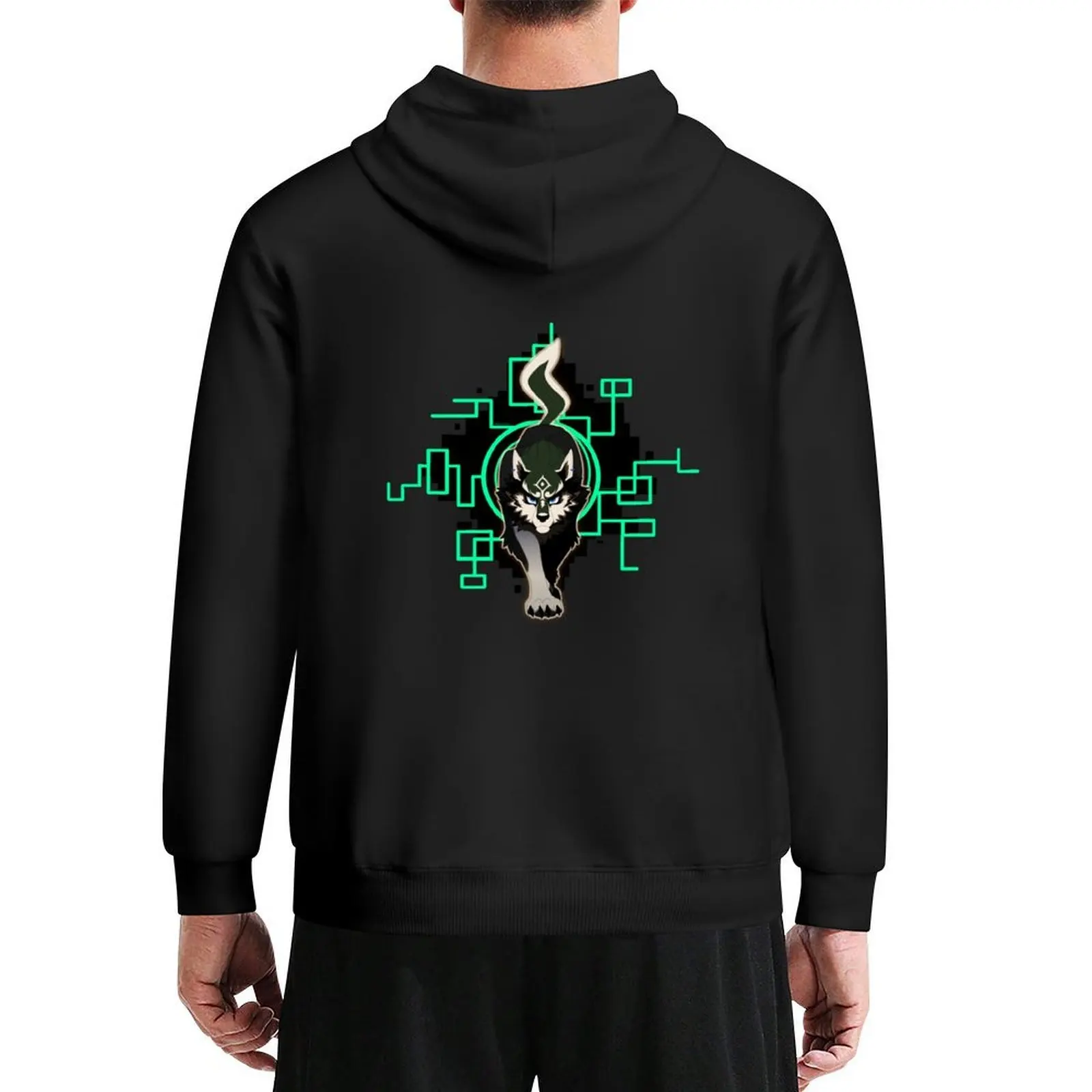 

green and black wolf Hoodie clothes for men men wear autumn autumn new products new in hoodies & sweat-shirt