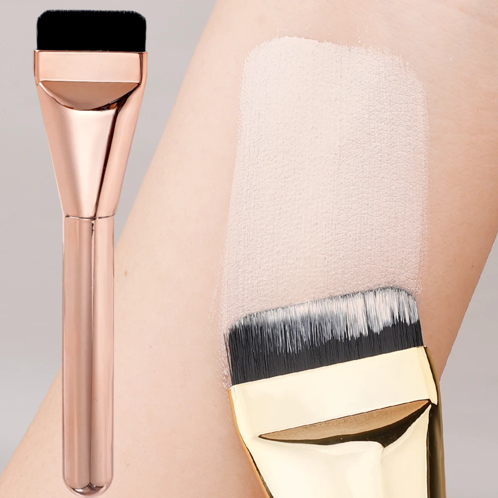 Een Lettertype Foundation Borstel Plastic Buis Lichtgewicht Ultra Dunne Platte Contour Borstel Goud Gezicht Contour Borstels Must-Have Make-Up Tool