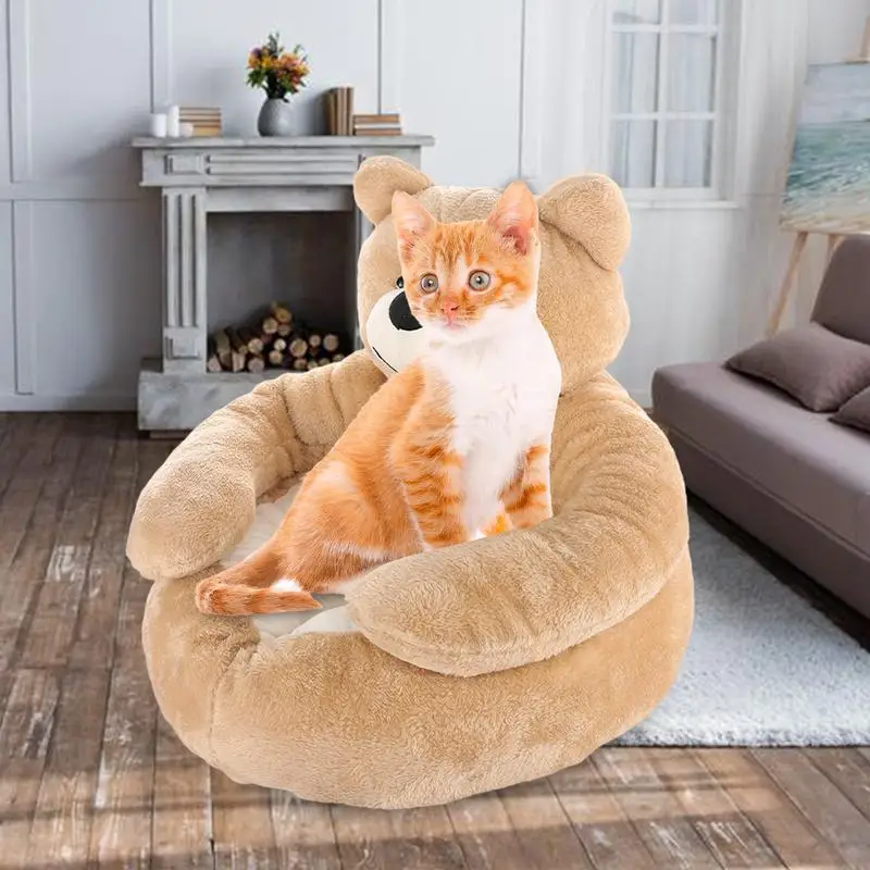 Bear Hug Dog Bed PP cotton Washable Pet Beds  Cute Cuddler Bear Cat Dog Sleeping Mat with Non-slip Bottom for Indoor Outdoor pet