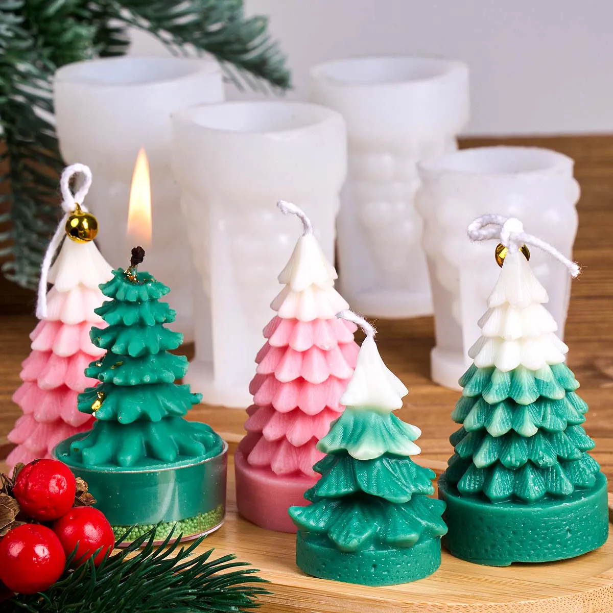 Xmas Ornament Silicone Candle Mold DIY Christmas Tree Soap Epoxy Resin Gypsum Craft Casting Molds Home Holiday Decor Tools view 4